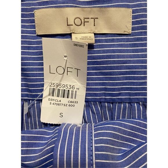 LOFT Blue & White Pinstripe Long Sleeve Tunic NWT | Size S - Picture 3 of 4